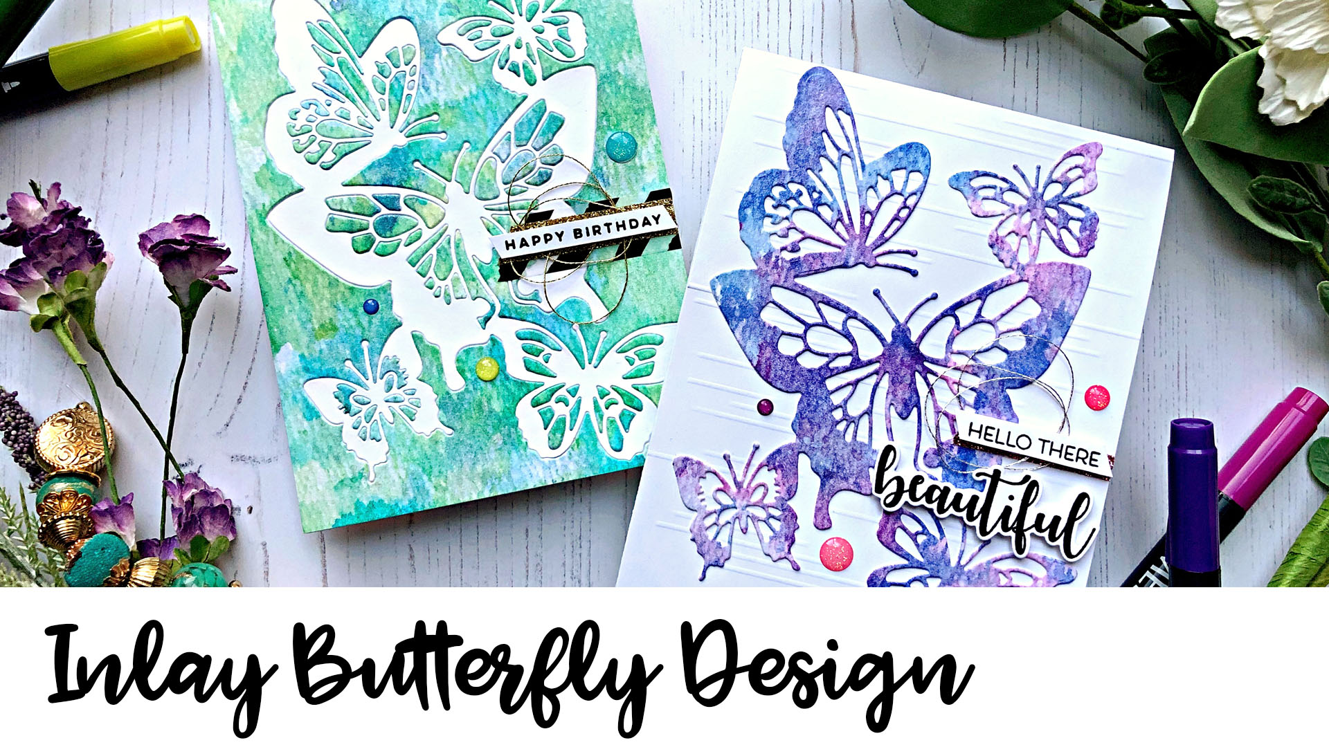 Butterfly Themed Card with an Inlay Technique